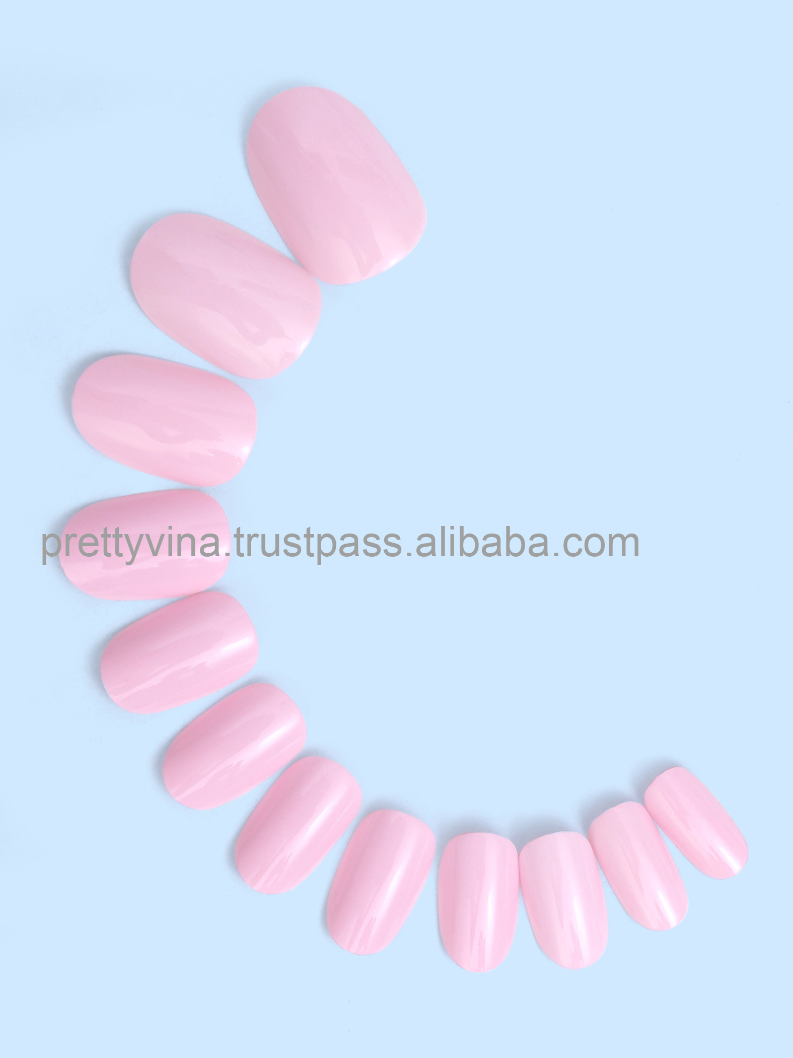 PRETTY WOMAN Best selling pale pink false nails oval solid color press on nails Gel Shine artificial fingernails faux nails