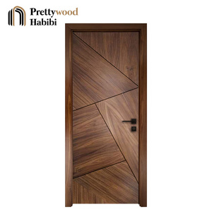 Prettywood American Simple Design Internal Room Home HDF MDF Panel Solid Wooden Veneer Modern Interior Door