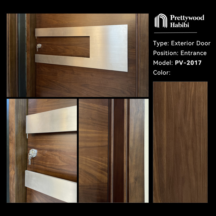 Prettywood Extra Large One And Half Design Modern Exterior Solid Wooden Front Entrance Pivot Entry Door For House