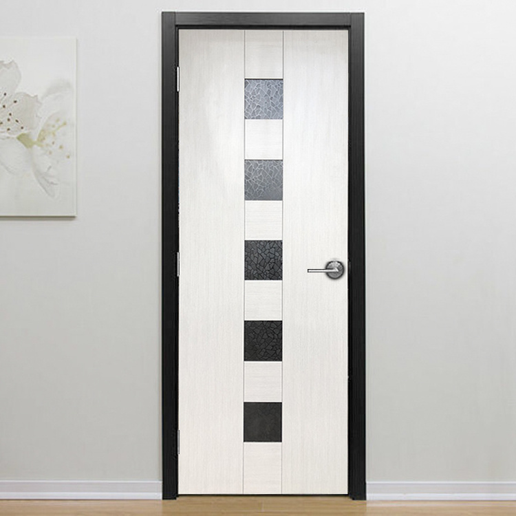 Prettywood Modern Design Sound Proof Half Glass MDF Residential Interior Wood Door