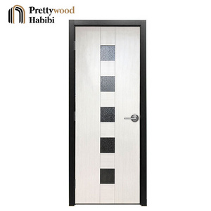 Prettywood Modern Design Sound Proof Half Glass MDF Residential Interior Wood Door