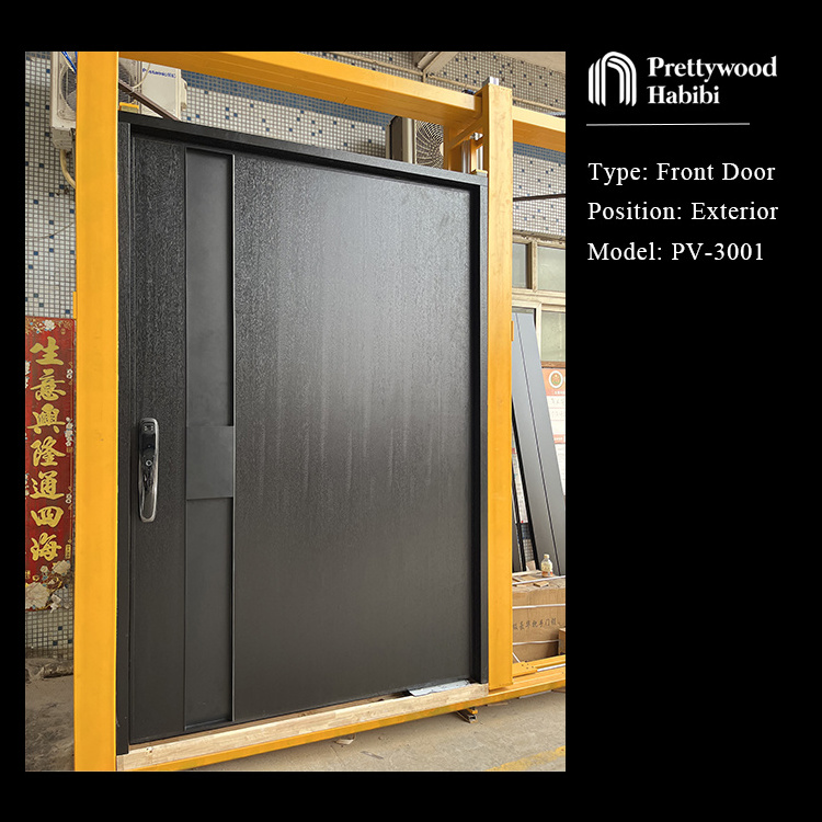 Prettywood North Europe Modern Design Solid Wooden Waterproof Exterior Front Entrance Pivot Doors