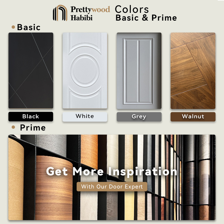 Prettywood Modern Interior Door Modern Bedroom Vertical Slats Lines Design Flush Solid Wooden Slab Room Door For Houses