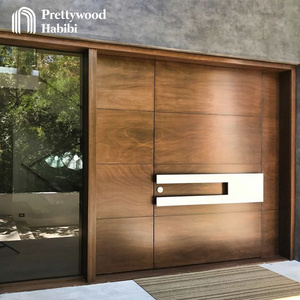 Prettywood Extra Large One And Half Design Modern Exterior Solid Wooden Front Entrance Pivot Entry Door For House