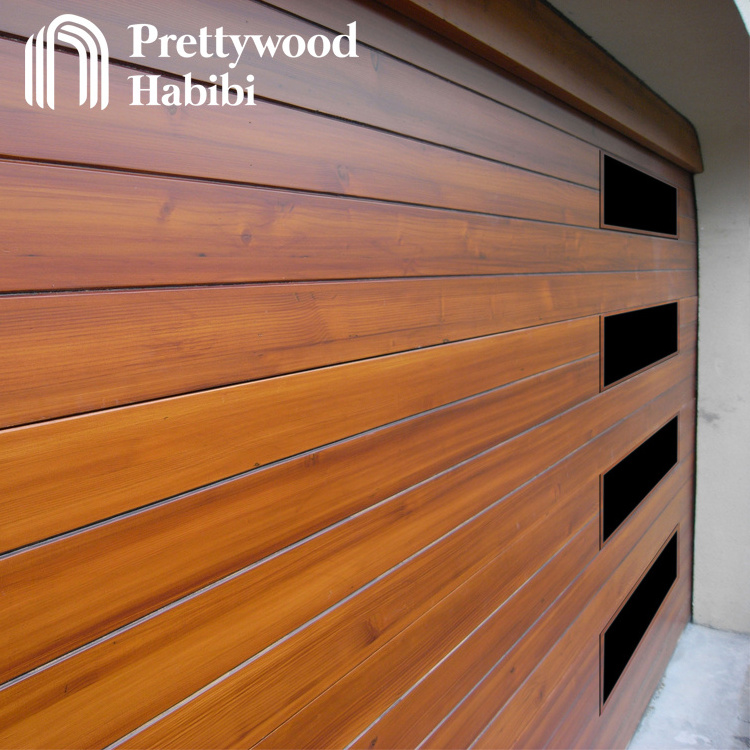 Prettywood Residential Modern Remote Control Glass Inserted Sectional Aluminum Panel Garage Doors With Windows