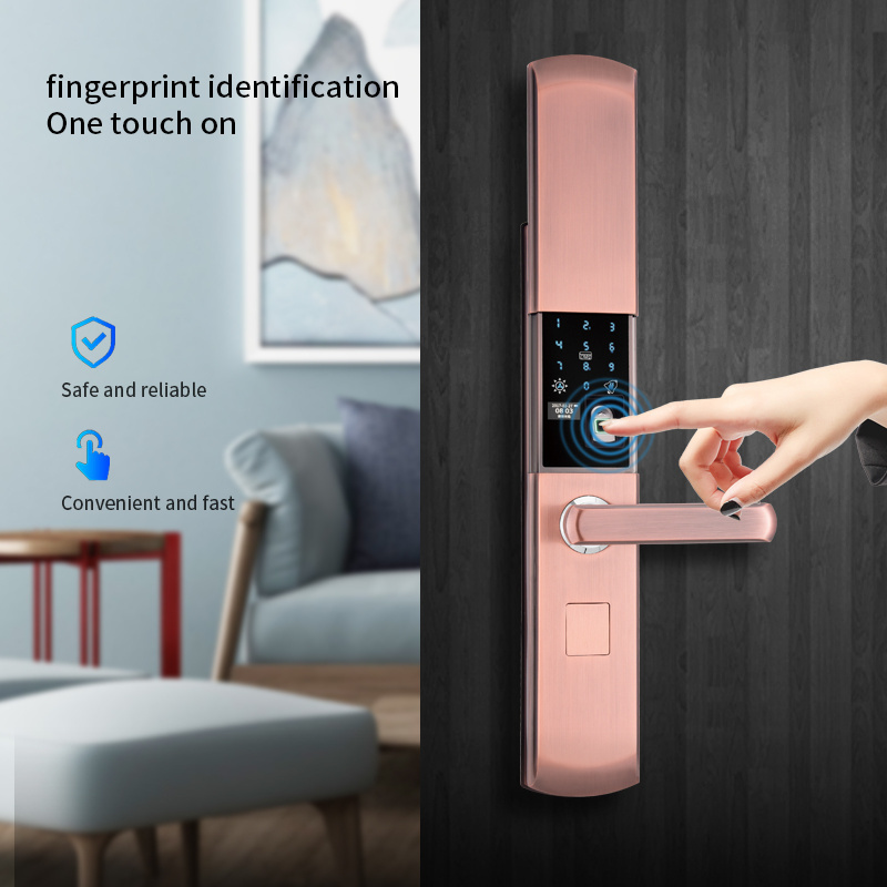 Zinc alloy smart door handle password fingerprint card key lock for home