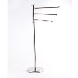 Stainless Steel Stand Hand Towel Rack Freestanding Towel Rack for Bathroom with 3 Swivel Arms