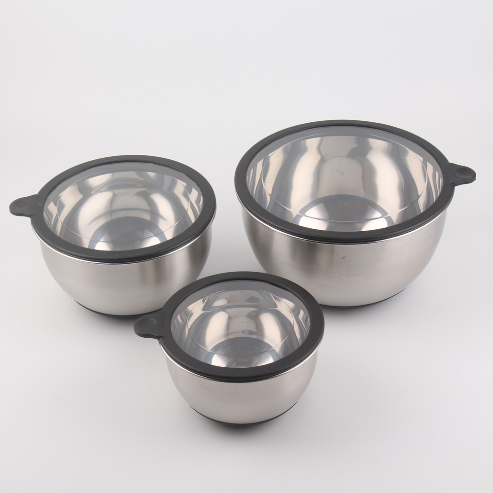 Colorful Stainless Steel Mixing Bowl Set Salad Bowl Nesting Storage Bowls with silicone bottom and lid