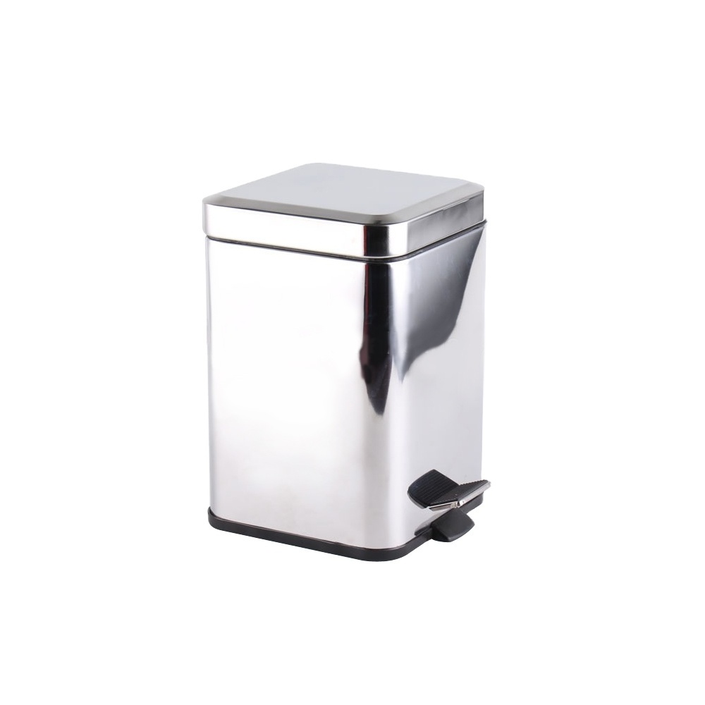 Stainless Steel Trash Can 3L 5L 12L Dustbin Square Shape Waste Bin with Inner Bucket Soft Close Pedal Bin