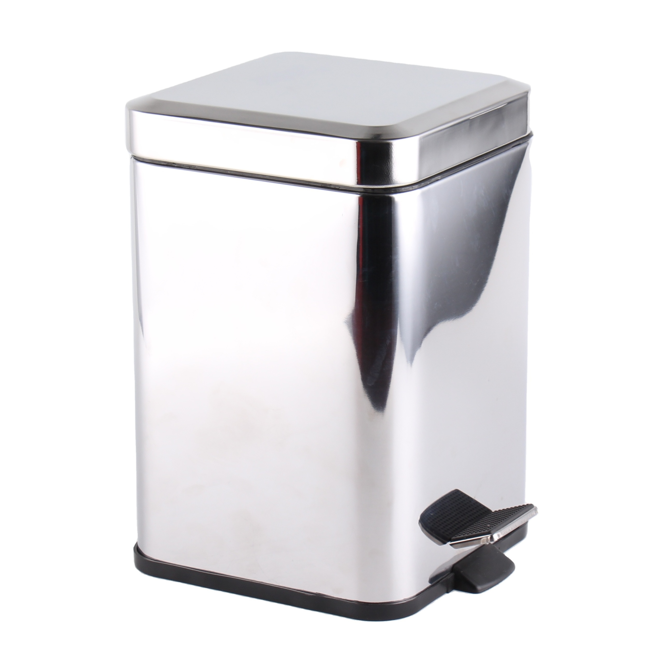 Stainless Steel Trash Can 3L 5L 12L Dustbin Square Shape Waste Bin with Inner Bucket Soft Close Pedal Bin