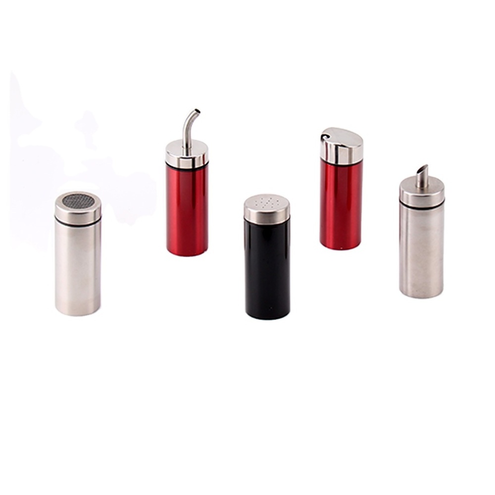 Kitchen Luxury Metal Spice Shaker Holder Stainless Steel Cruet Set Small Spice Jar Oil Dispenser