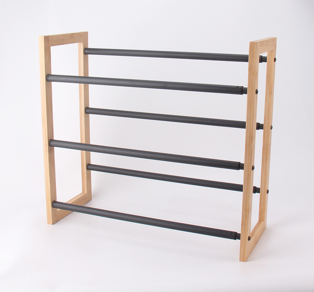 3-Tier Stackable Shoe Rack, Expandable & Adjustable Shoe Shelf Storage Organizer With Bamboo