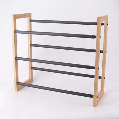 3-Tier Stackable Shoe Rack, Expandable & Adjustable Shoe Shelf Storage Organizer With Bamboo