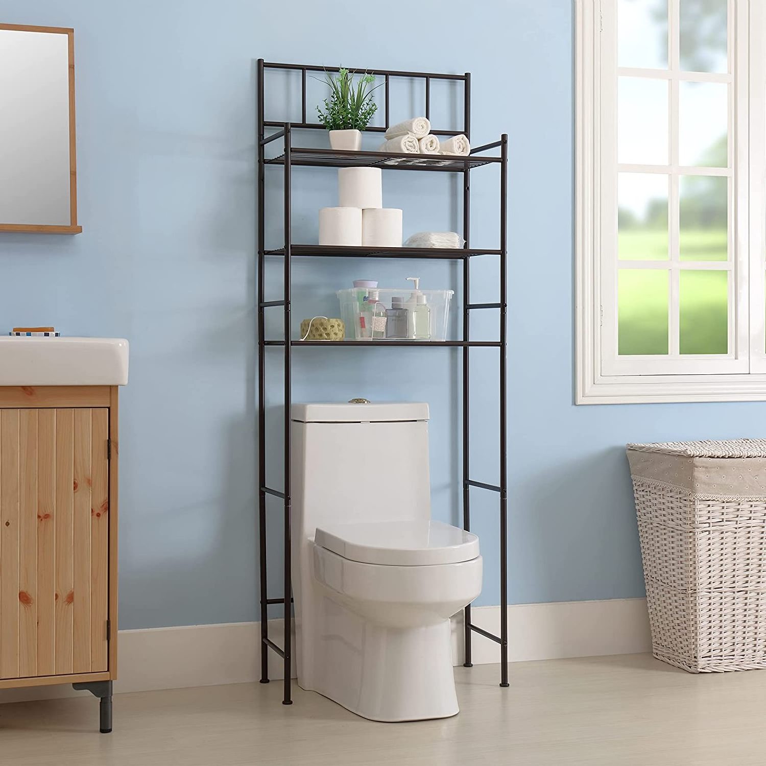 Over the Toilet Storage Shelf Three Tier  Bathroom Shelf Organizer