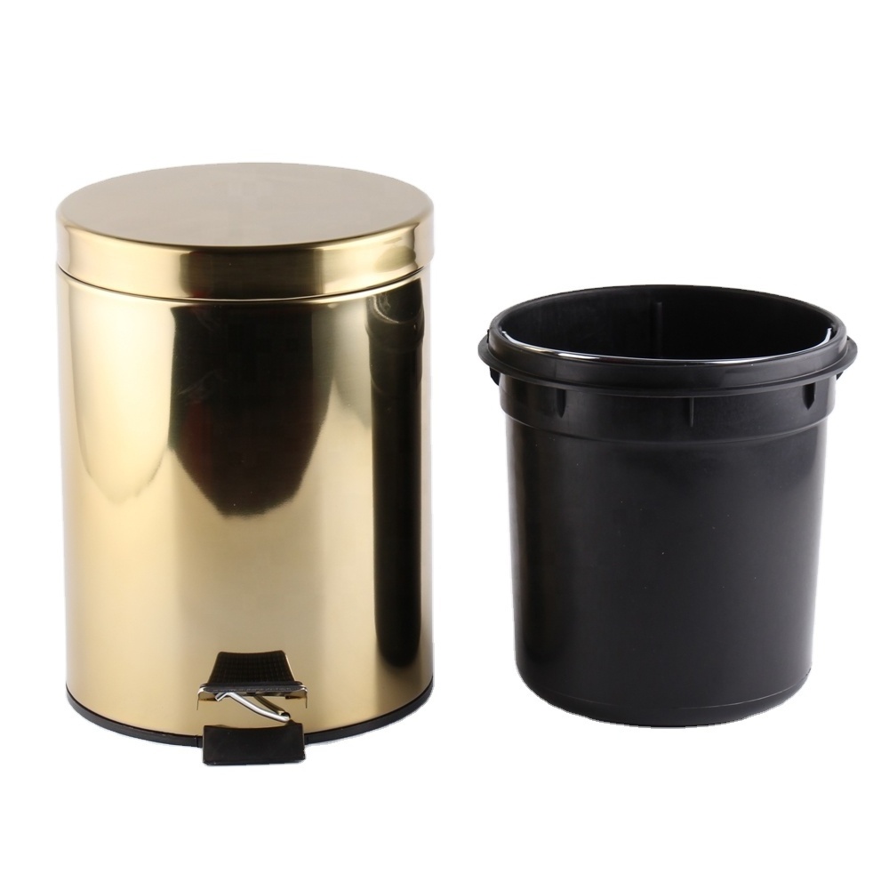 Stainless Steel Step Bin 3L 5L 12L 20L 30L Gold Color Trash Can Painting Waste Bin