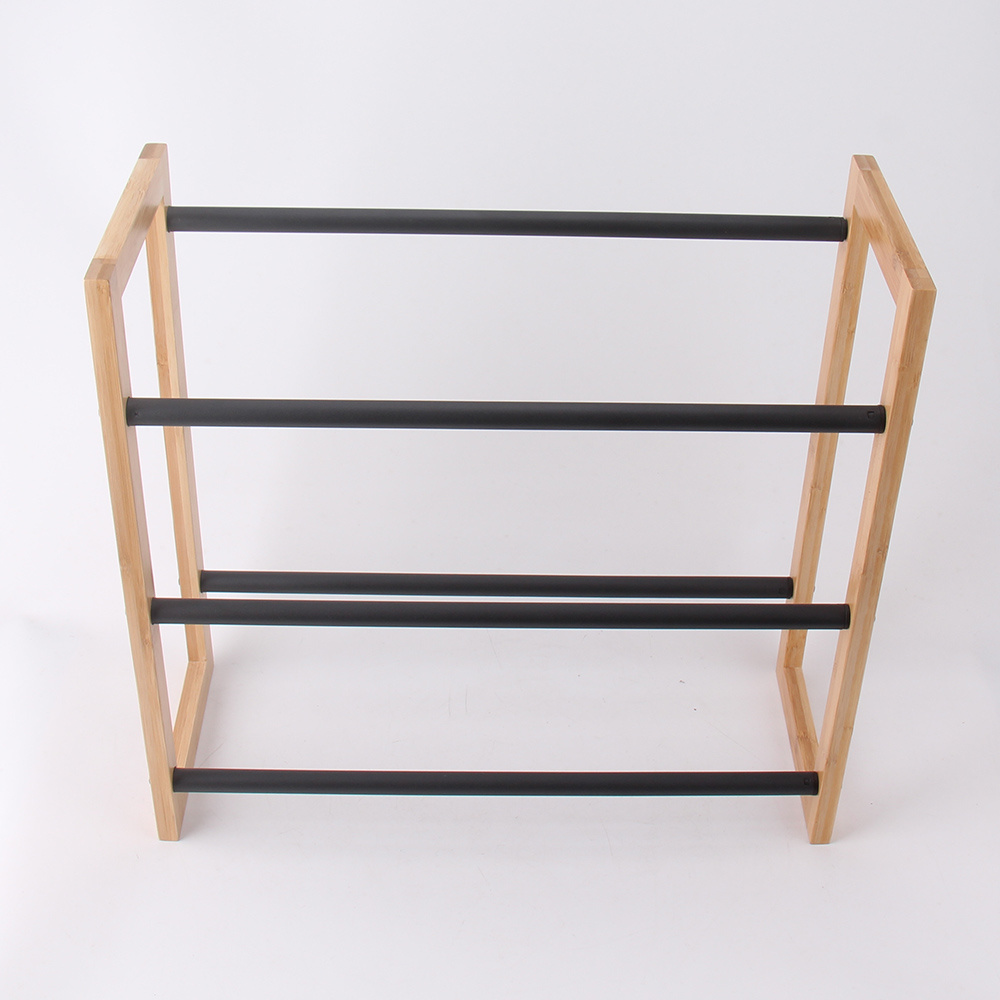 3-Tier Stackable Shoe Rack, Expandable & Adjustable Shoe Shelf Storage Organizer With Bamboo