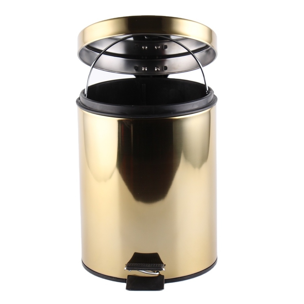 Stainless Steel Step Bin 3L 5L 12L 20L 30L Gold Color Trash Can Painting Waste Bin