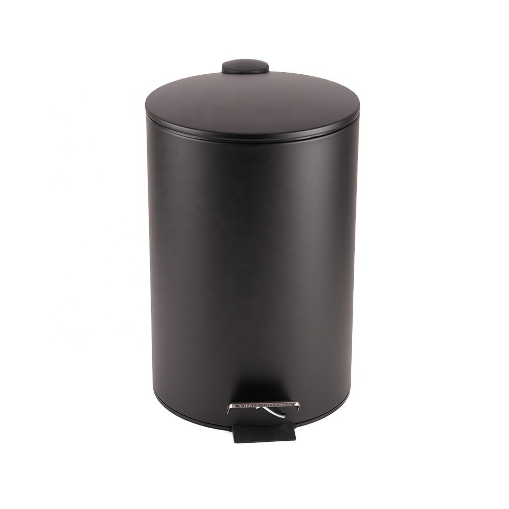 Factory Price Durable Round Black  3L 5L 12L 20L 30L Hotel Bathroom Trash can Stainless Steel  Waste Bin Household Paper Bin