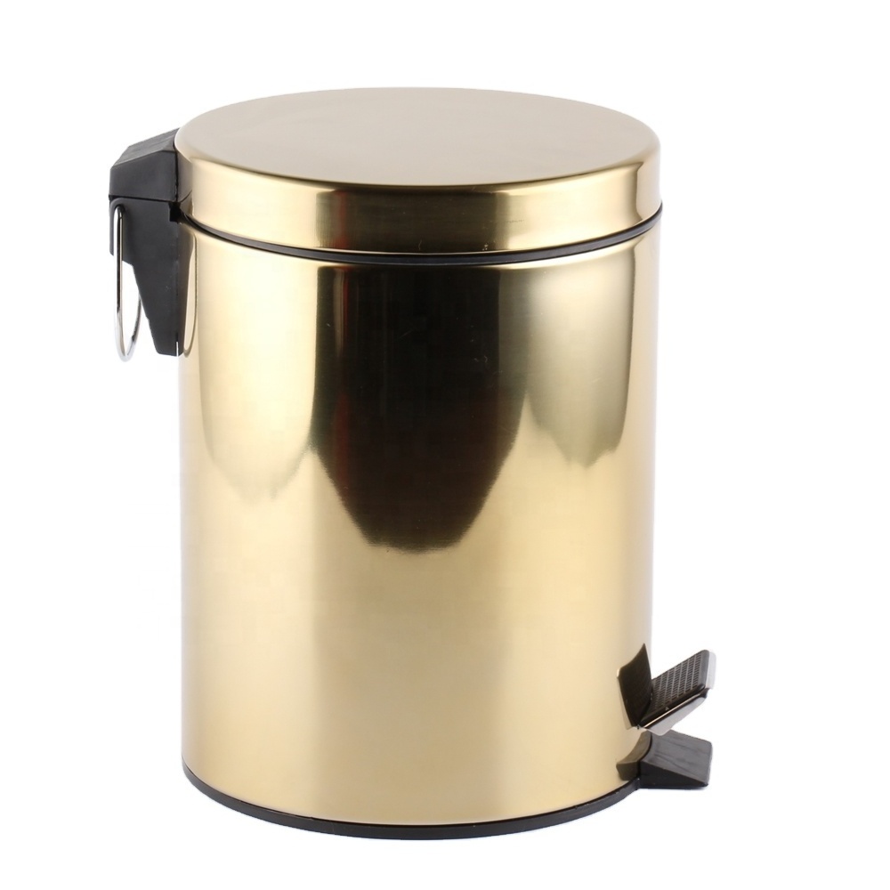 Stainless Steel Step Bin 3L 5L 12L 20L 30L Gold Color Trash Can Painting Waste Bin