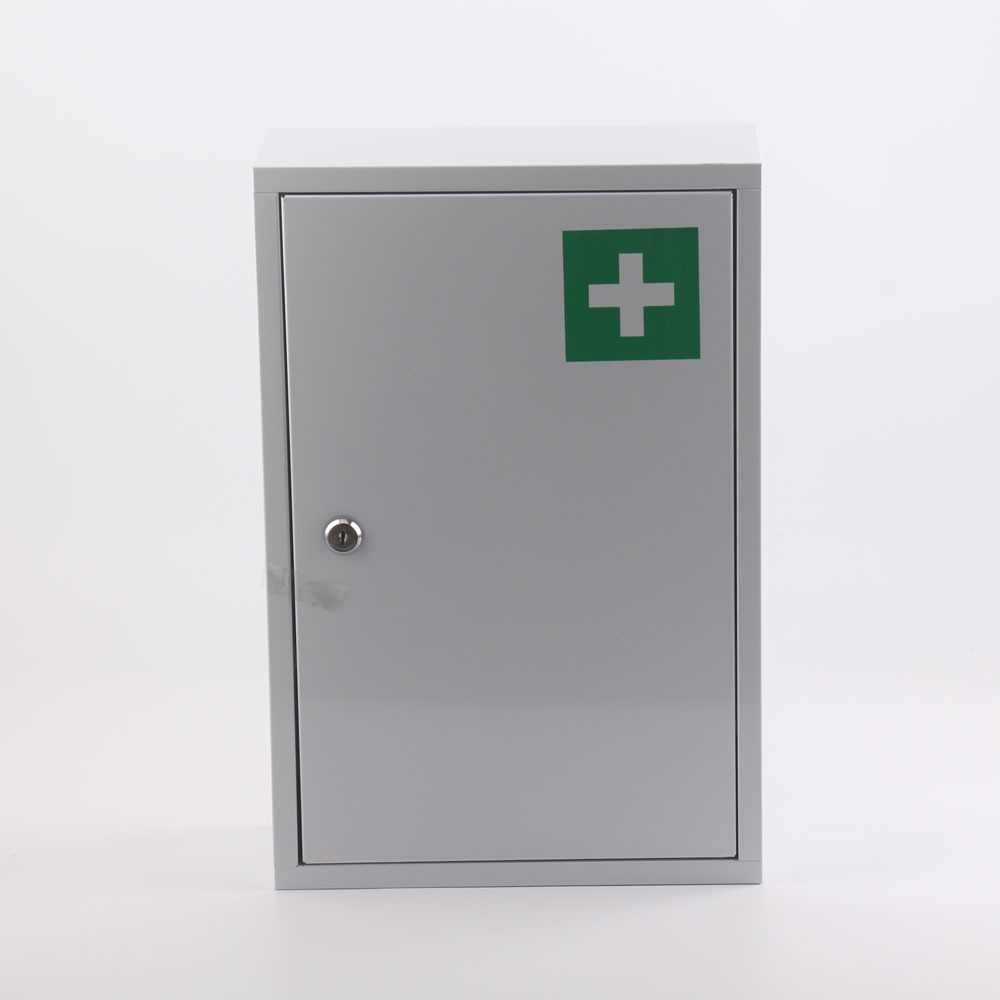 Wall Mounted Metal First Aid Cabinet 3 Tier Medicine Storage Box with Key Lockable