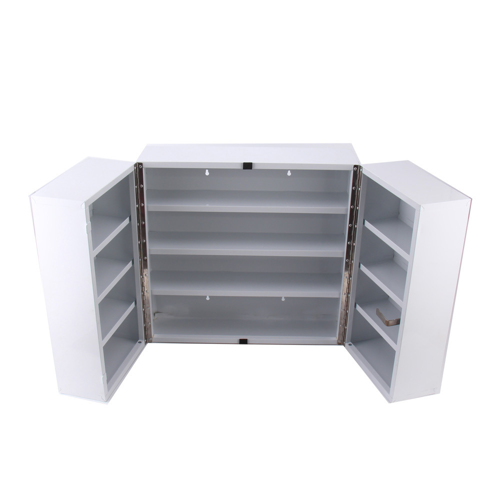 Large size wall mounted metal first aid storage locking cabinet with two doors 4 tiers medicine cabinet