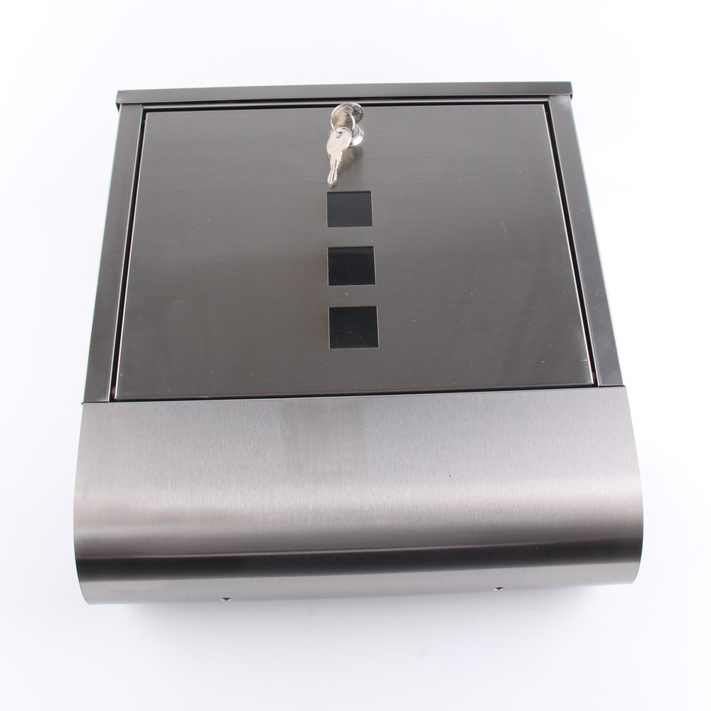 Stainless Steel Mailboxes with Key Lock Wall Mounted Large Capacity Letter Box with Newspaper Compartment