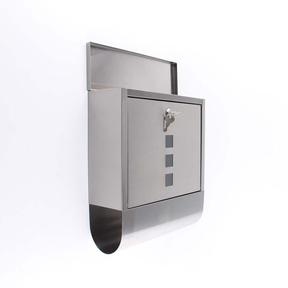 Stainless Steel Mailboxes with Key Lock Wall Mounted Large Capacity Letter Box with Newspaper Compartment