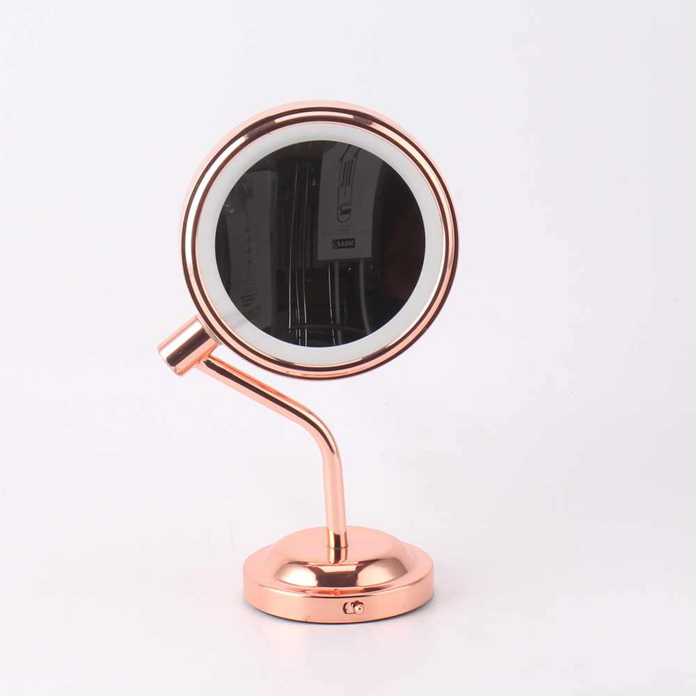 360 degree Rotation Table Copper Rose gold 7 Inch 3x 5X 7x 10X Desk Top LED Makeup Mirror Magnifying Cosmetic Mirror with light