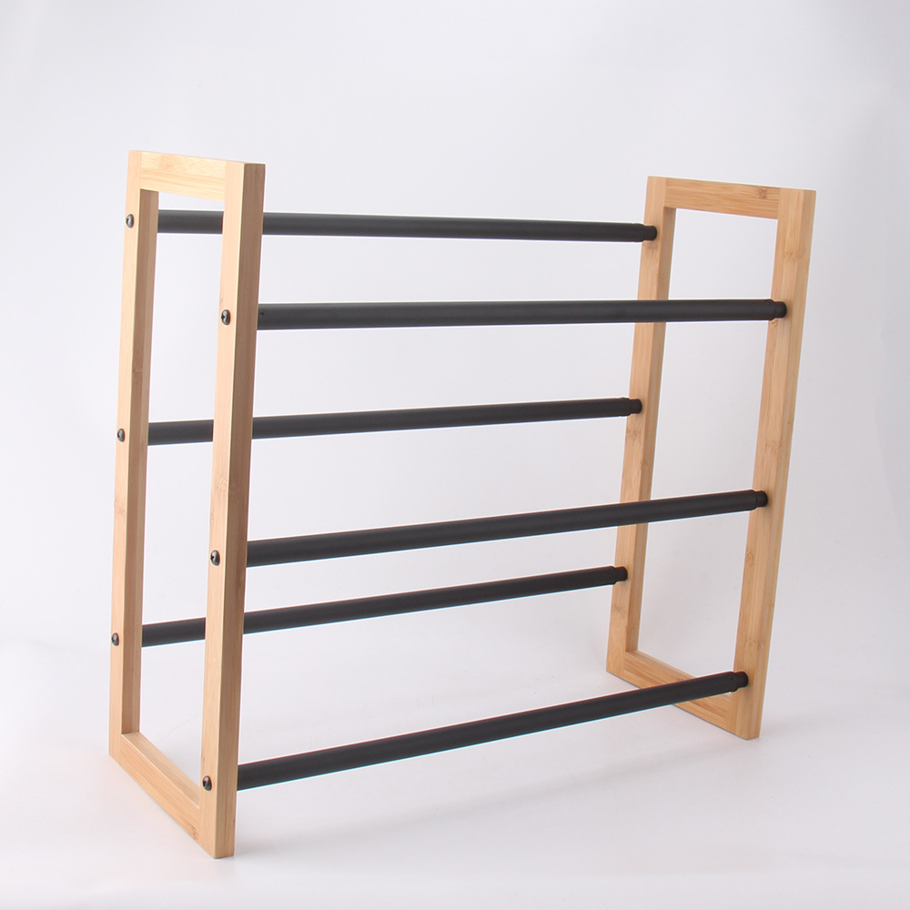 3-Tier Stackable Shoe Rack, Expandable & Adjustable Shoe Shelf Storage Organizer With Bamboo