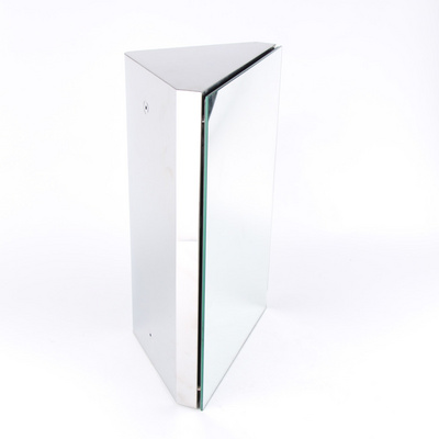 Corner Mirror Cabinet Stainless Steel Wall Mounted Bathroom Storage Cabinet with Magnetic Glass Door