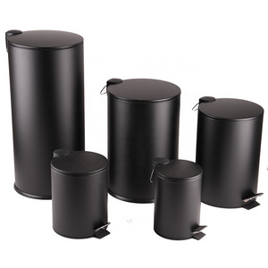 Factory Price Durable Round Black  3L 5L 12L 20L 30L Hotel Bathroom Trash can Stainless Steel  Waste Bin Household Paper Bin