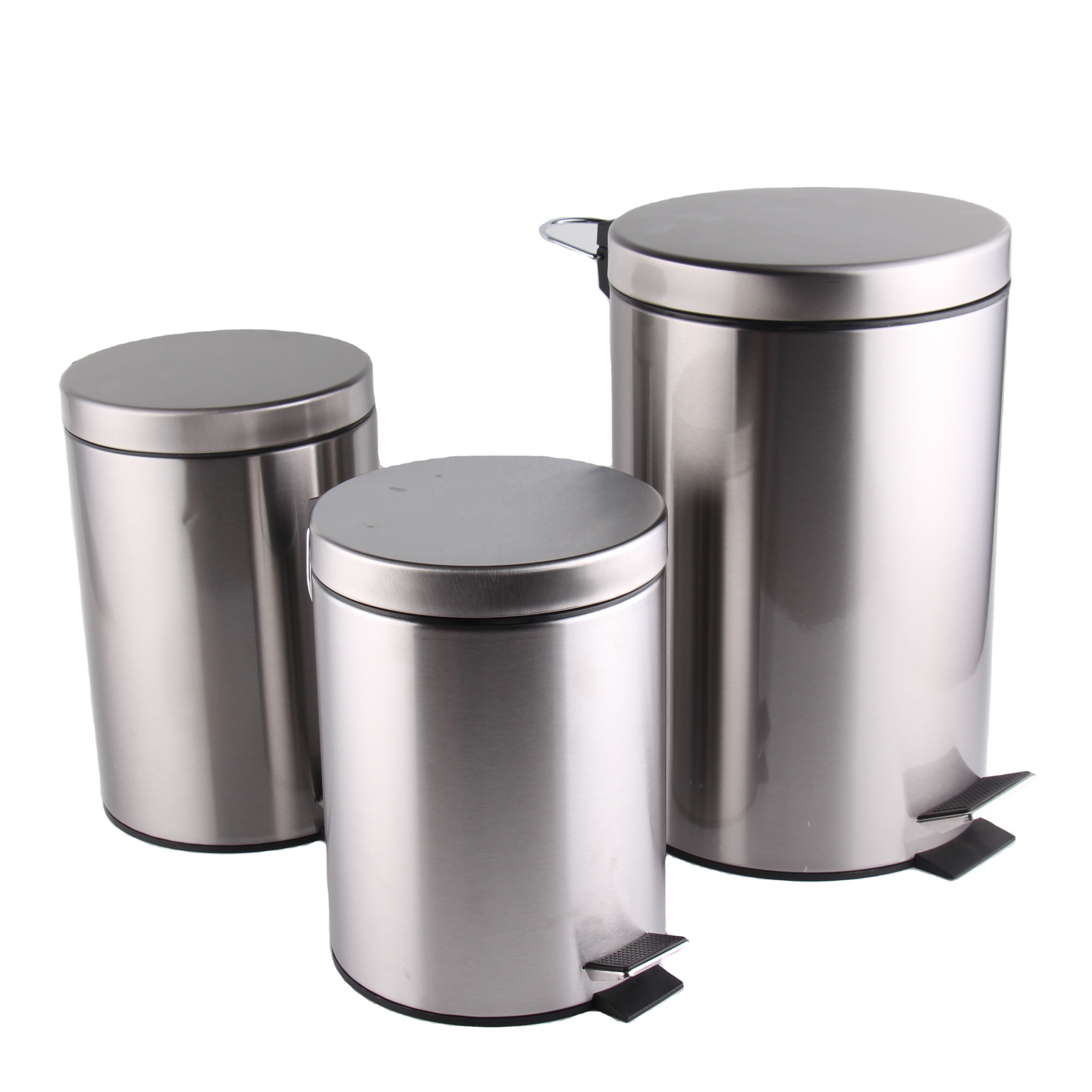 Wholesale Kitchen Stainless Steel Trash Can Metal Waste Bin manufacturer 3L   5L  7L  12L 20L 30L Pedal Bin Recycle Bin indoor