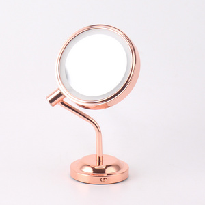 360 degree Rotation Table Copper Rose gold 7 Inch 3x 5X 7x 10X Desk Top LED Makeup Mirror Magnifying Cosmetic Mirror with light