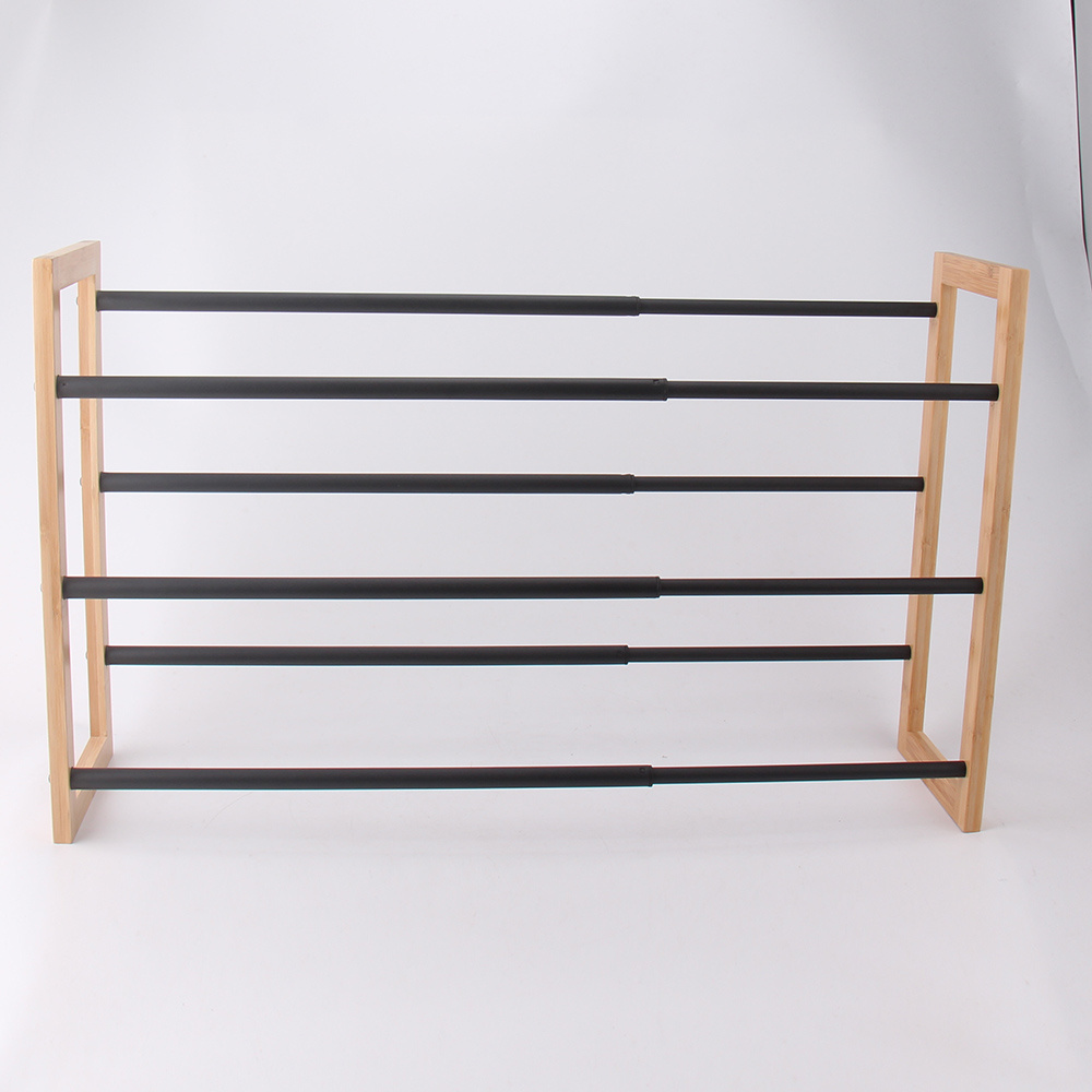 3-Tier Stackable Shoe Rack, Expandable & Adjustable Shoe Shelf Storage Organizer With Bamboo