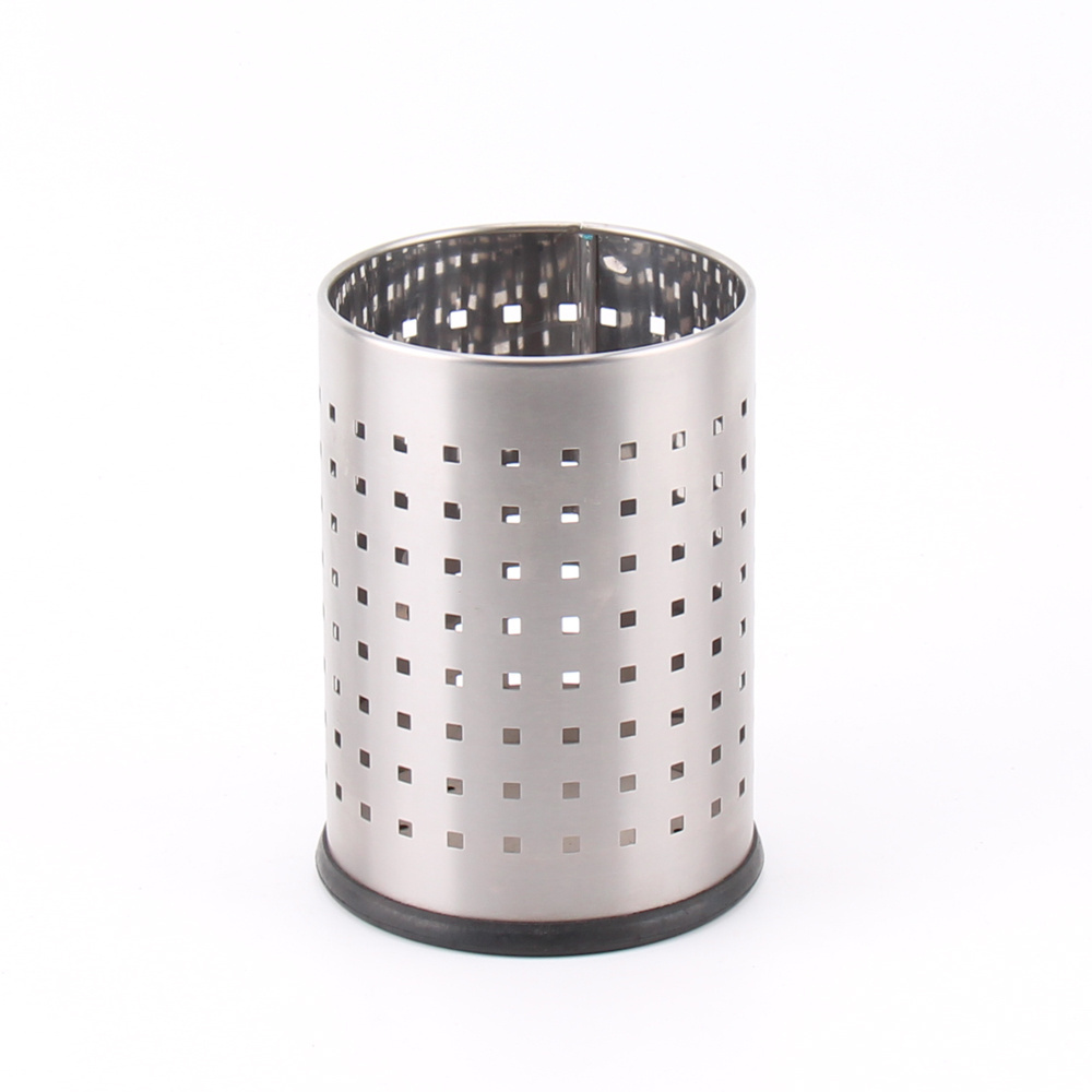 Stainless Steel Utensil Crock Holder Kitchen Utensil Storage and Organizer with Holes and Silicone Base