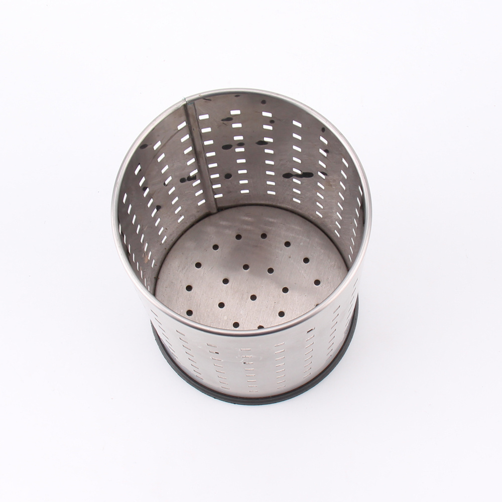 Stainless Steel Utensil Crock Holder Kitchen Utensil Storage and Organizer with Holes and Silicone Base