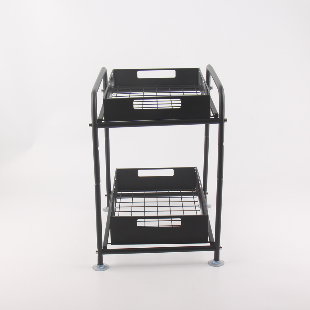 2 Tier Sliding Cabinet Basket Organizer Drawer, Wire Mesh Storage Organizer with Pull Out Drawers