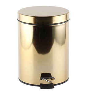 Stainless Steel Step Bin 3L 5L 12L 20L 30L Gold Color Trash Can Painting Waste Bin