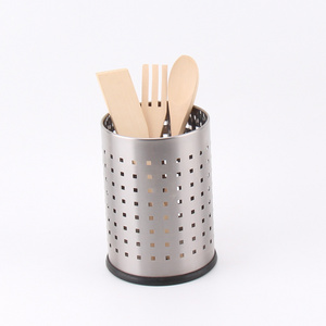 Stainless Steel Utensil Crock Holder Kitchen Utensil Storage and Organizer with Holes and Silicone Base