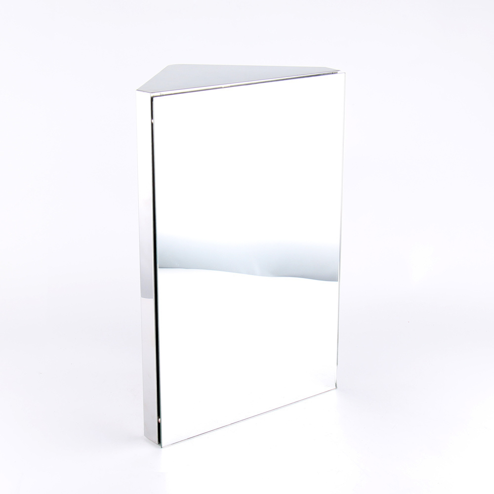 Corner Mirror Cabinet Stainless Steel Wall Mounted Bathroom Storage Cabinet with Magnetic Glass Door