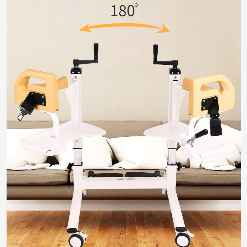 Patient transfer board from bed to wheelchair with transfer wheelchair