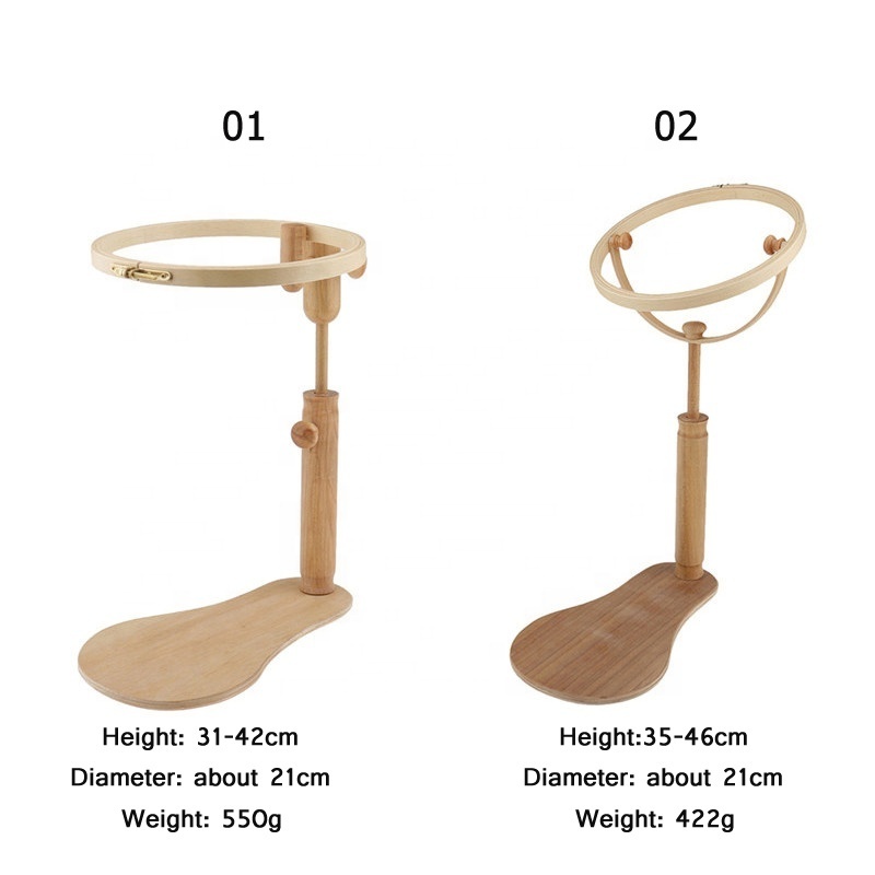 Wholesale Wooden Cross Stitch Hoop Stand Embroidery Hoop Holder for Arts Crafts Needlework Adjustable Embroidery Frame