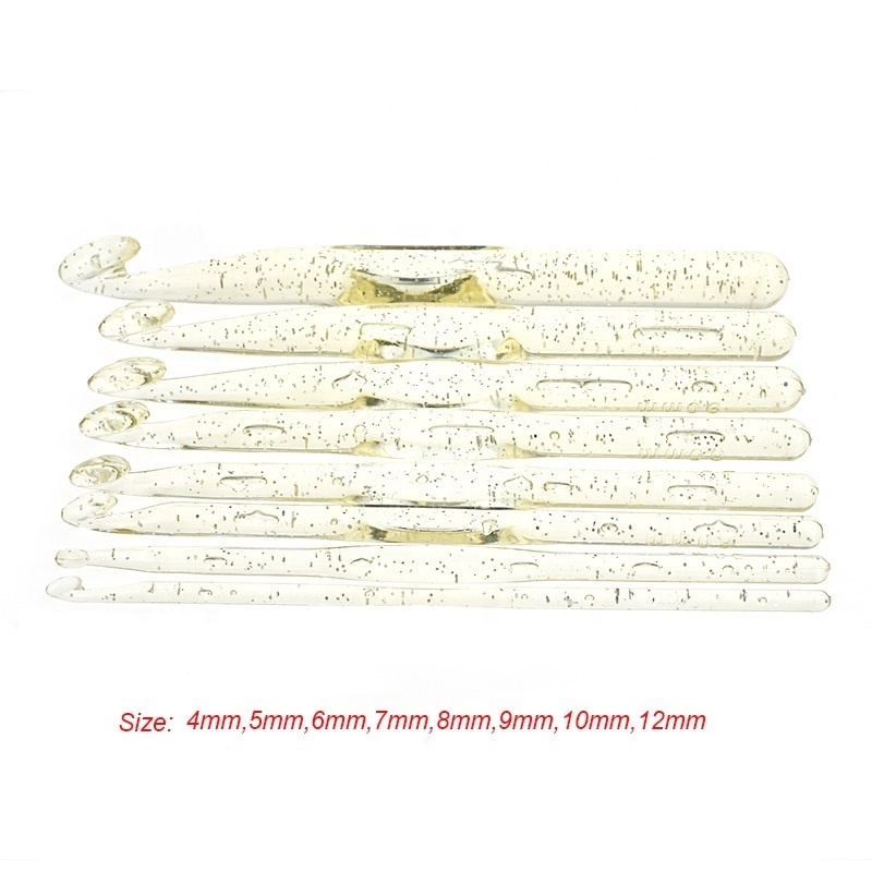 Looen Mix 8pcs Transparent Crystal Crochet Hook Set 4.0mm-12mm Crochet Hook Needles Knit Weave Craft Yarn Sewing Tools