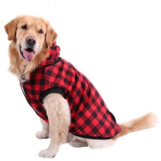 Dog Jackets for Winter Windproof Reversible Dog Coat for Cold Weather British Style Plaid Warm Dog Vest for Small Medium Large