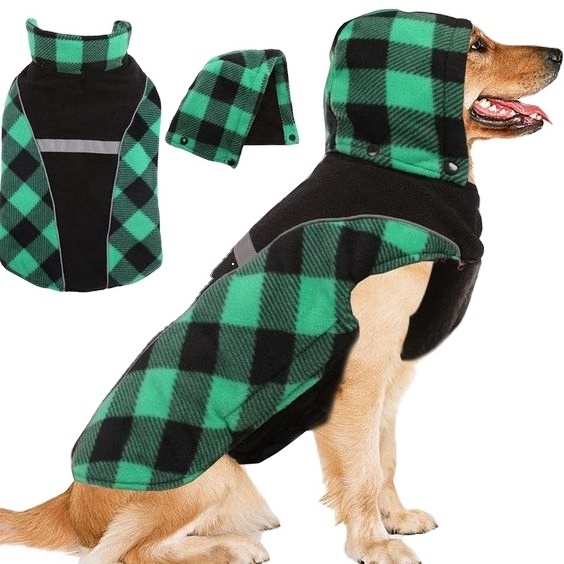 Dog Jackets for Winter Windproof Reversible Dog Coat for Cold Weather British Style Plaid Warm Dog Vest for Small Medium Large