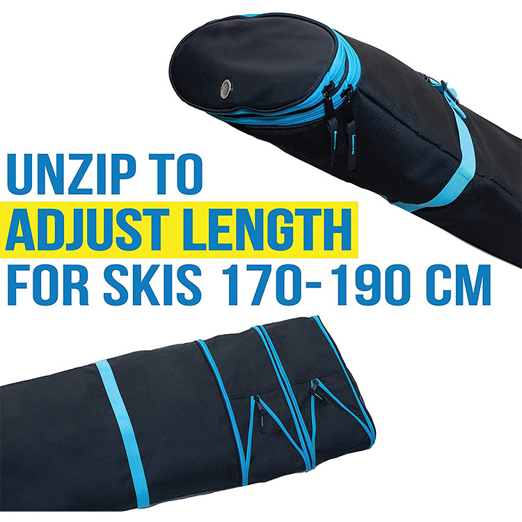 Custom 2024 5mm dense foam padding adjustable length ski bag padded ski bag adjusts from 170cm to 190cm snowboard bag