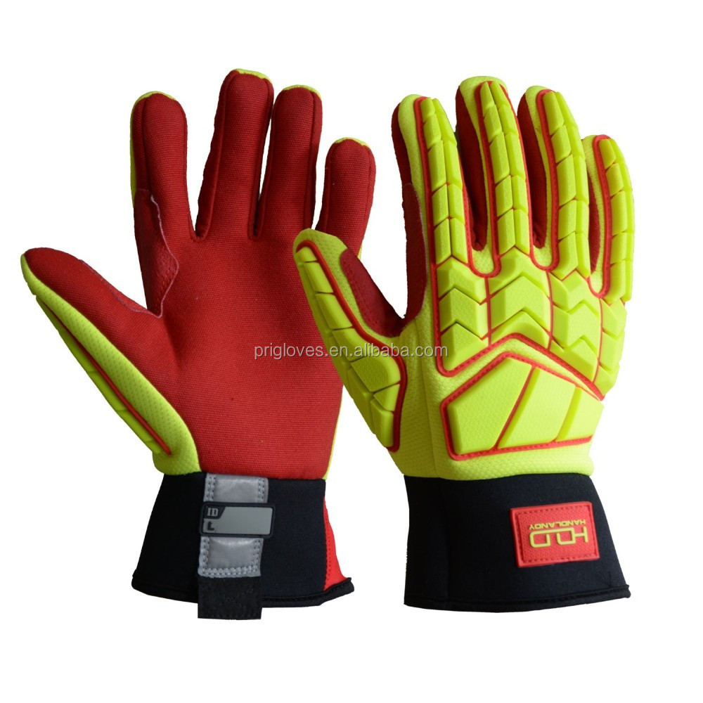 PRI safety work cut resistant impact high impact tpr gloves oilfield oil and gas gloves