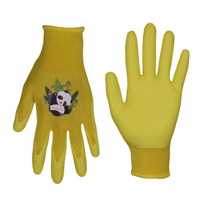 PRISAFETY Flexible Yellow Nitrile Coated Kids Gardening Tools Gloves Safety Kids Gardening Work Gloves Accept Customized Logo