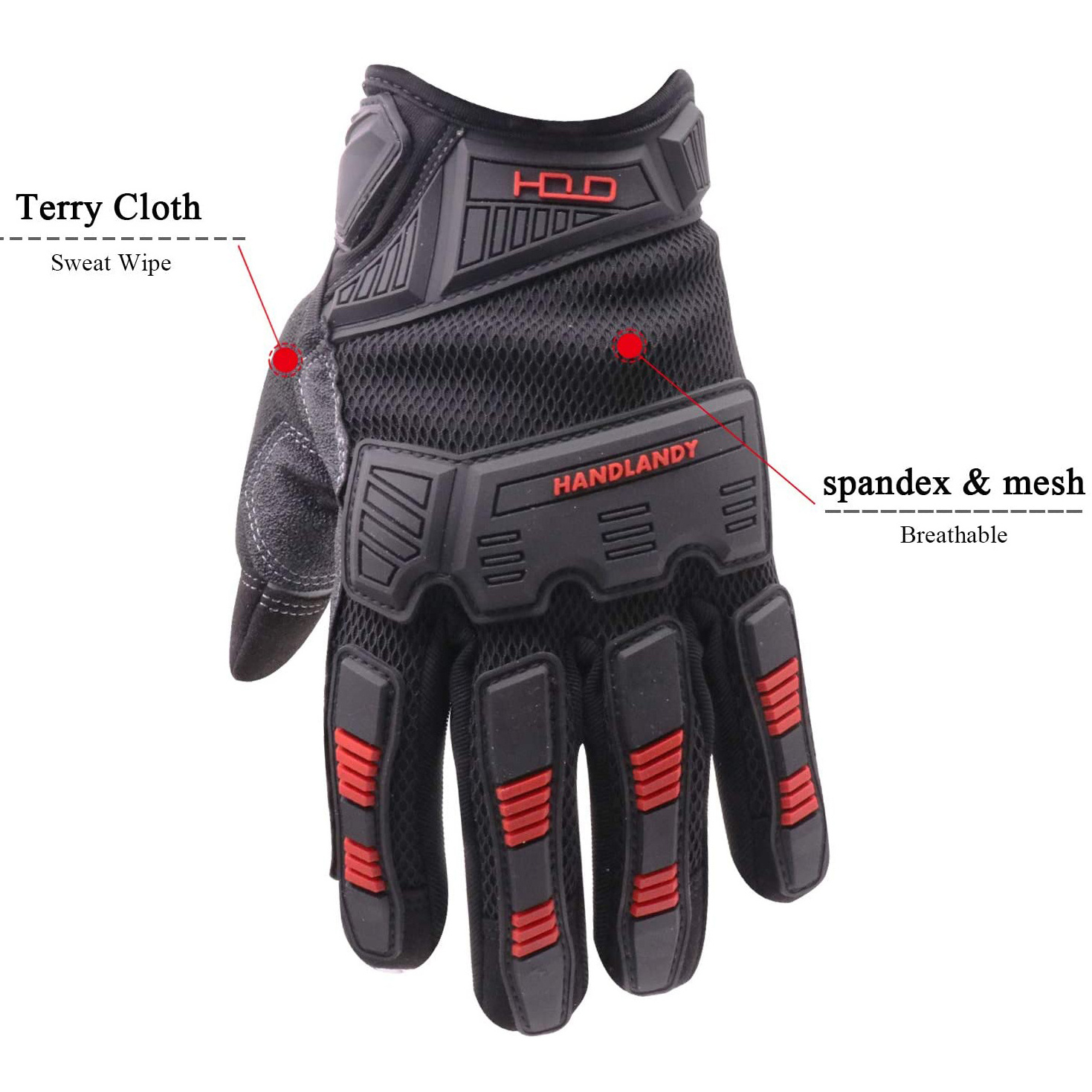 PRI Black PVC Reinforced Palm Working Safety Impact Hand Touch Screen Work Mechanic Gloves