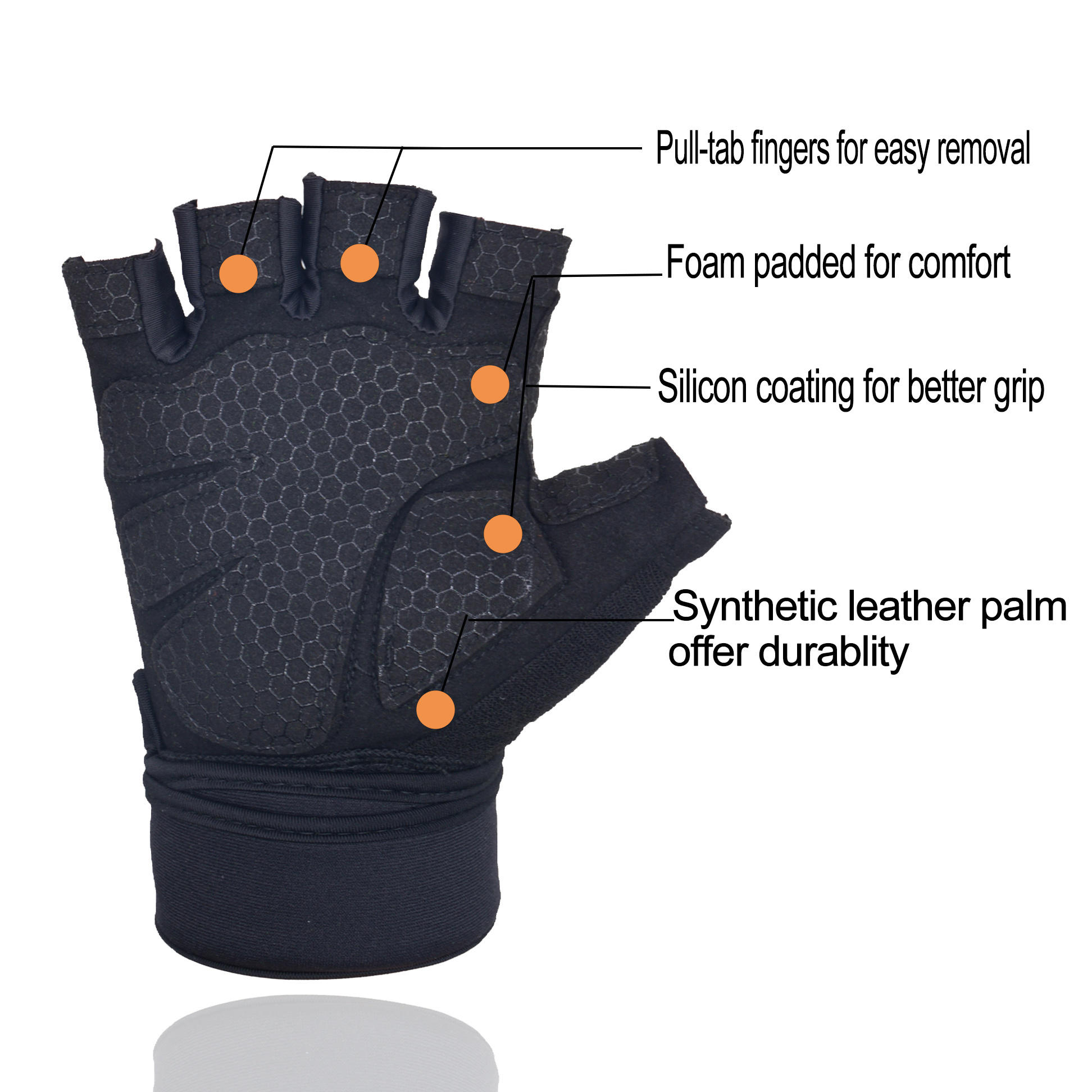 PRI Super Thin Wrist Support Cowhide Custom Fitness Gym Weights Training Leather  Anti Slip Half Finger Cycling Gloves